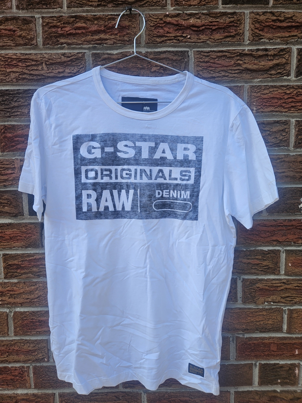 G-Star RAW Original Shine Men's T-Shirt Large White Graphic Tee NWT